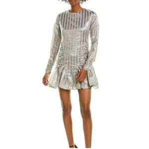 NWT ATOIR Walk Me Home  Cocktail Mini Dress Metallic Silver